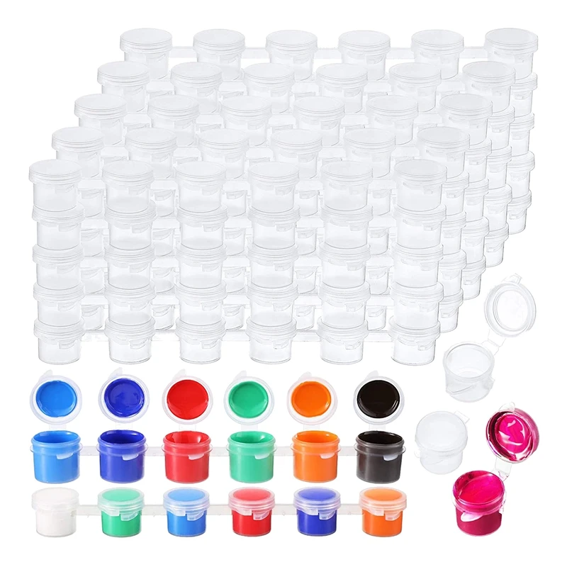 100 Strips 600 Pots Empty Paint Strips Paint Cup Clear Plastic Storage Containers Painting Craft Supplies(3 Ml/ 0.1 Oz)