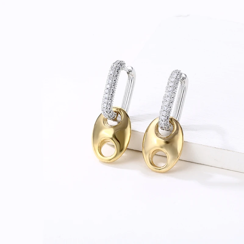 

Fashion Vintage Geometric Splice Dangel Drop Earrings For Women Gold Color Removable Dual- Use Earrings Party Jewelry