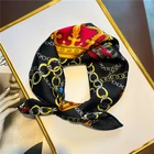 Дизайнерский шелковый шарф для волос с принтом для женщин, 50 см, квадратный шейный платок, женские летние бандана, сумка, галстук, новинка 2021