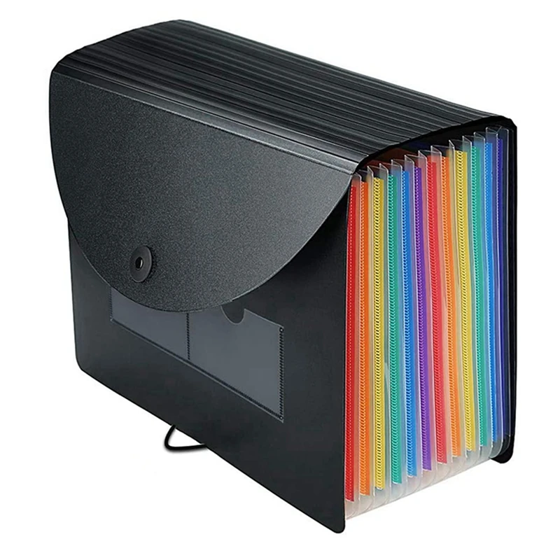 

3X Expanding File Folder 12 Pockets File Organizer Filing Box,A4 Accordion Bill/Receipt Folders With Colored Tabs
