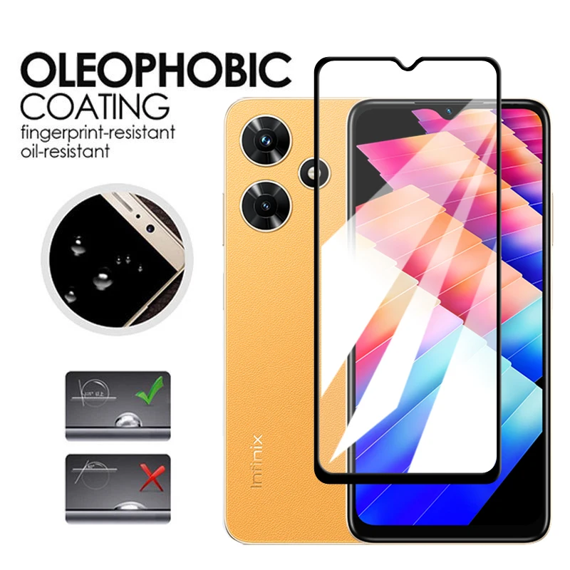 For Infinix Hot 30i Glass Hot 30i NFC Screen Protector 6.56 inch 2.5D Full Cover Protective Tempered Glass For Infinix Hot 30i