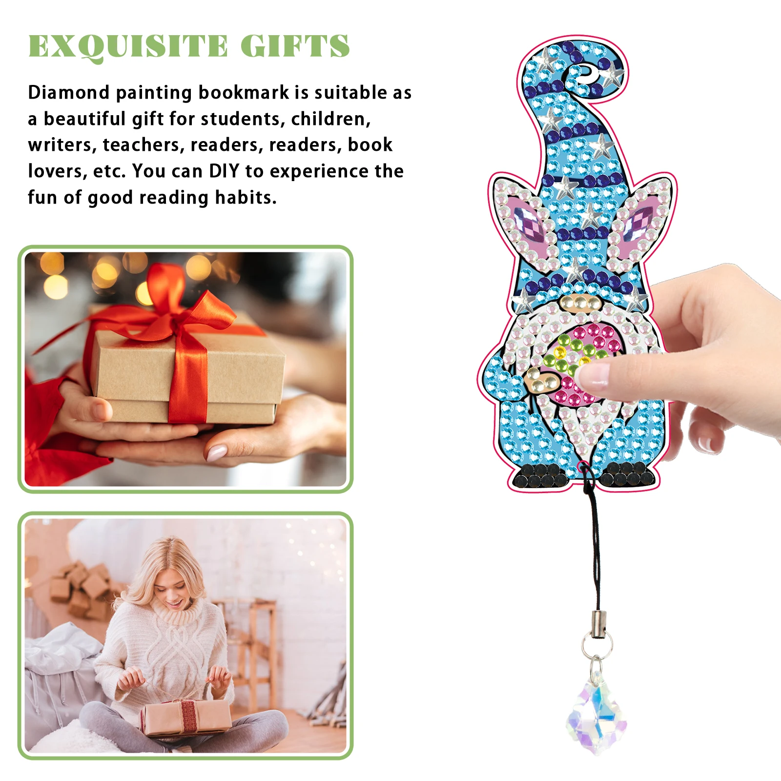 2Pcs DIY 5D Diamond Painting Bookmarks Easter Book Mark Cartoon Gnome Rhinestone Embroidery Mosaic Cross Stitch Kit Art Crafts - купить по