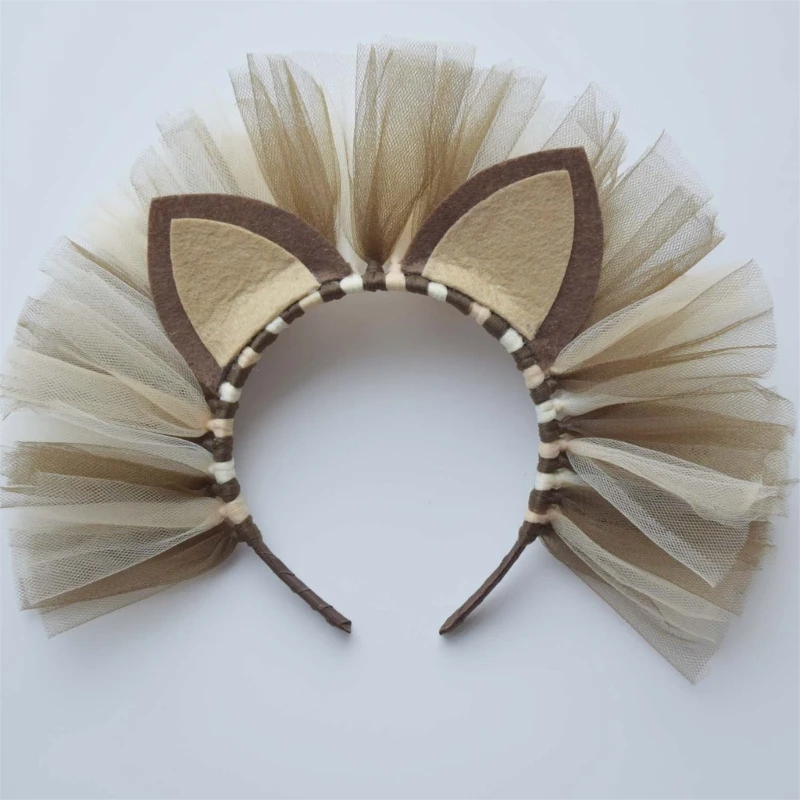 

L93F Lion Ear Headband Holiday Party Headdress Children Big Ears Lion Headwear Props