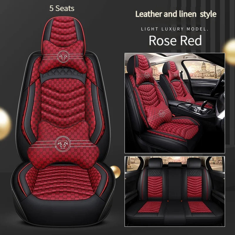 

Breathable 5 Piece Set Leather Flax Splicing Car Seat Cover For Hyundai Jeep Subaru LIfan Mitsubishi Nissan Jac Car Accessories