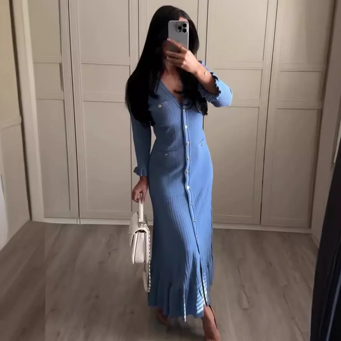 Трикотажное платье женские сексуальные длинные платья однотонные облегающие с