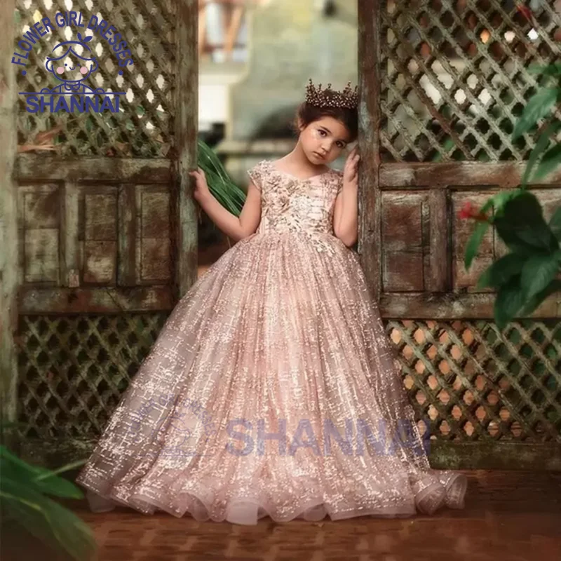 

Flower Girl Dresses A-LINE O-Neck Floor-Length Girl Princess Dress for Bridesmaid Prom Birthday Party Pageant
