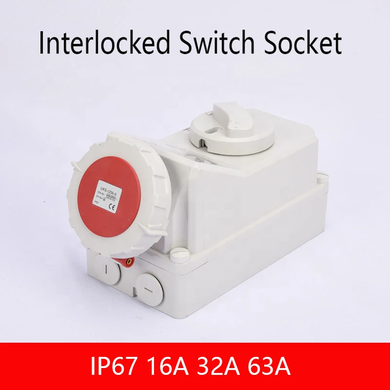 

Industrial Socket Switch 5Pin 63A IP67 Industry Waterproof Switches Sockets Rack Wharf Three-phase Refrigerated Container