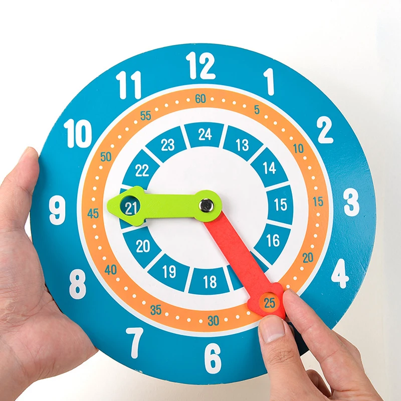 Kids Montessori Wooden Clock Toys Time Learning Teaching Aid