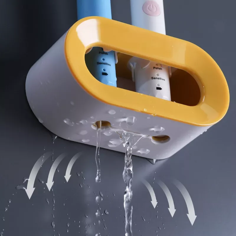 

Double Hole Toothbrush Rack Bathroom Electric Toothbrush Holder Punch-free Toothbrush Storage Rack