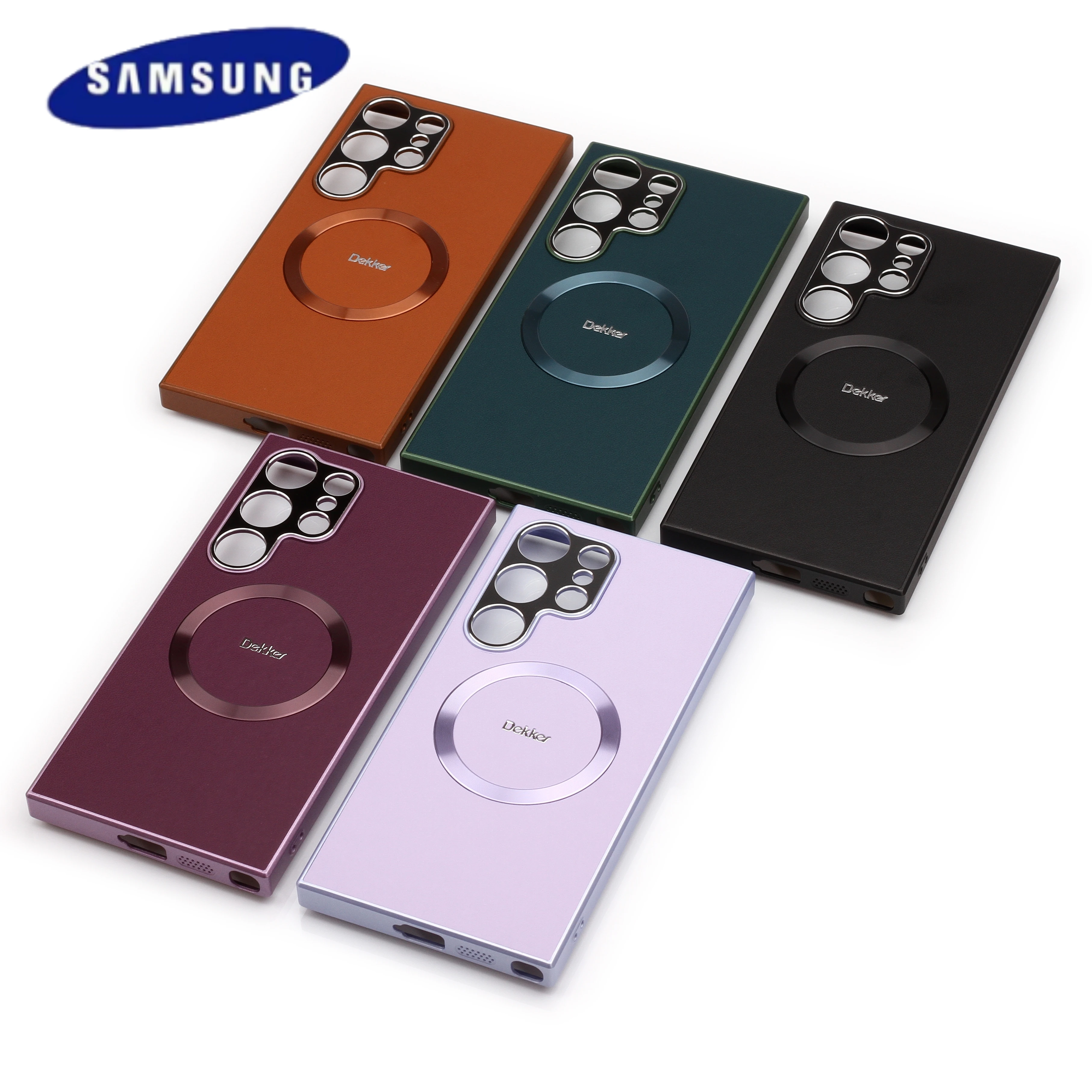 Роскошный деловой кожаный магнитный чехол для телефона Samsung S23 S24 с