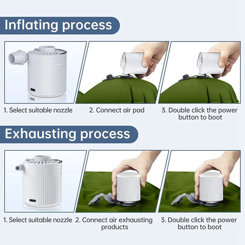 Портативный воздушный насос USB перезаряжаемый для накачивания с насадками