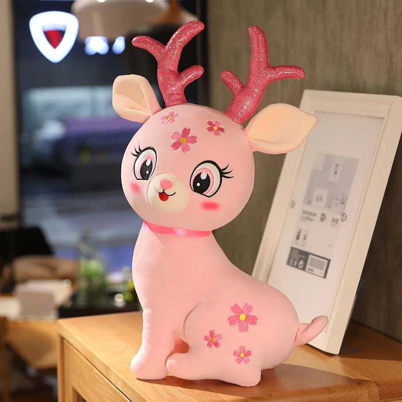 

33-53cm 2022 New Cute Sika Deer Plush Doll / Deer Dummy with Antlers / Children's Birthday Gift / Family Decoration