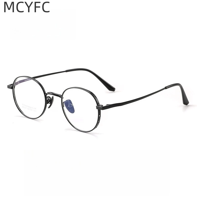 

MCYFC Hand-made Eyeglasses Frames for Men Round Titanium Women Myopia Glasses Frame Literature and Art Restoring Ancient Eyewear