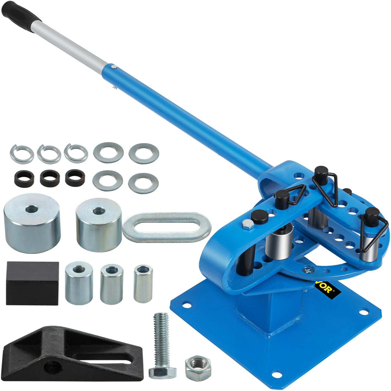 

VEVOR Pipe Bender YP-9 Manual Bench Steel Tube Bending Kit with 7Dies 1-3in Multifonction Compact Flat Bar Rod Brake Bends Tool