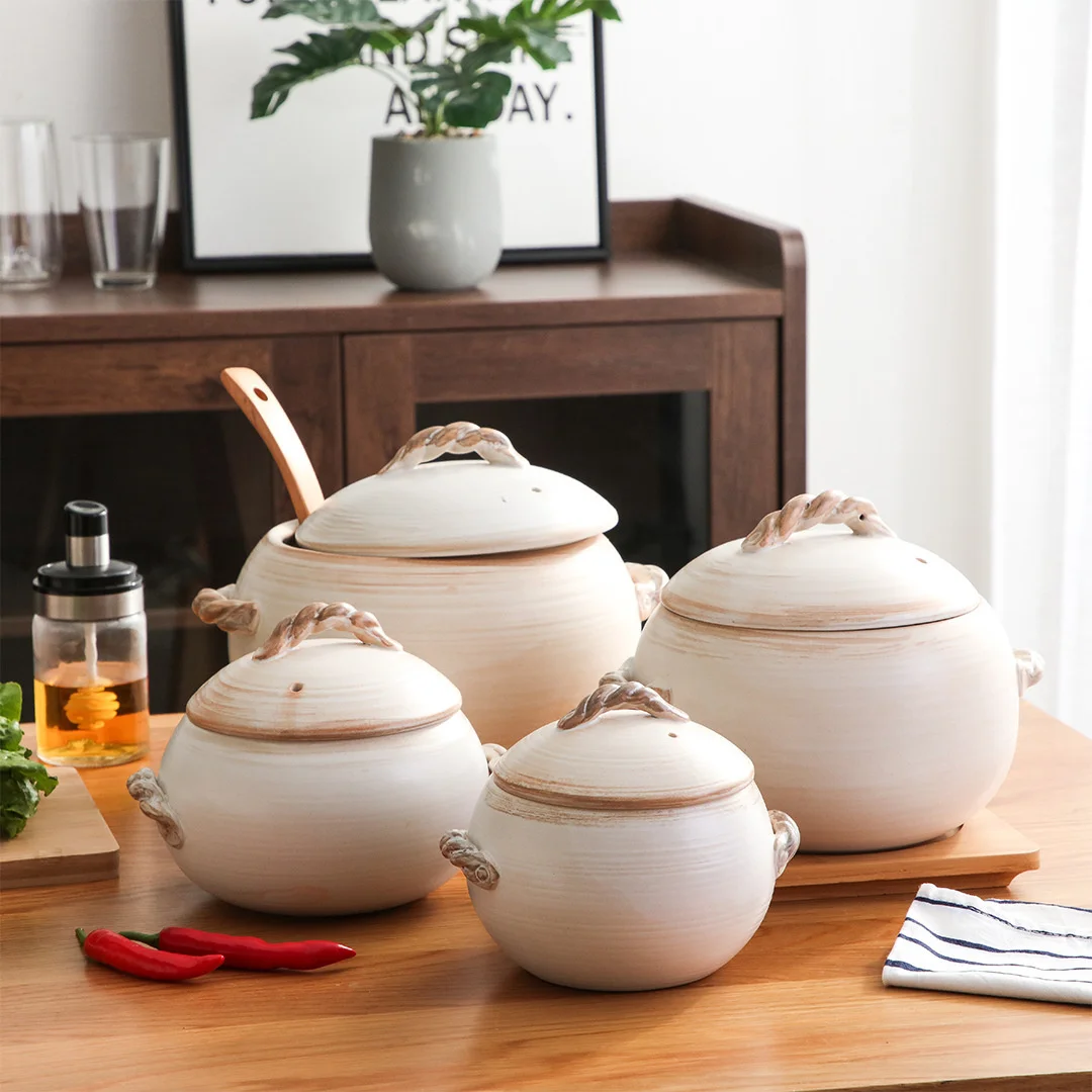 

Hand Drawn Wangu Cooking Pot Household Soup Pot Crock Pots Open Fire Gas Stove Fire-resistant Soil Large Rice Pot Sand Pot
