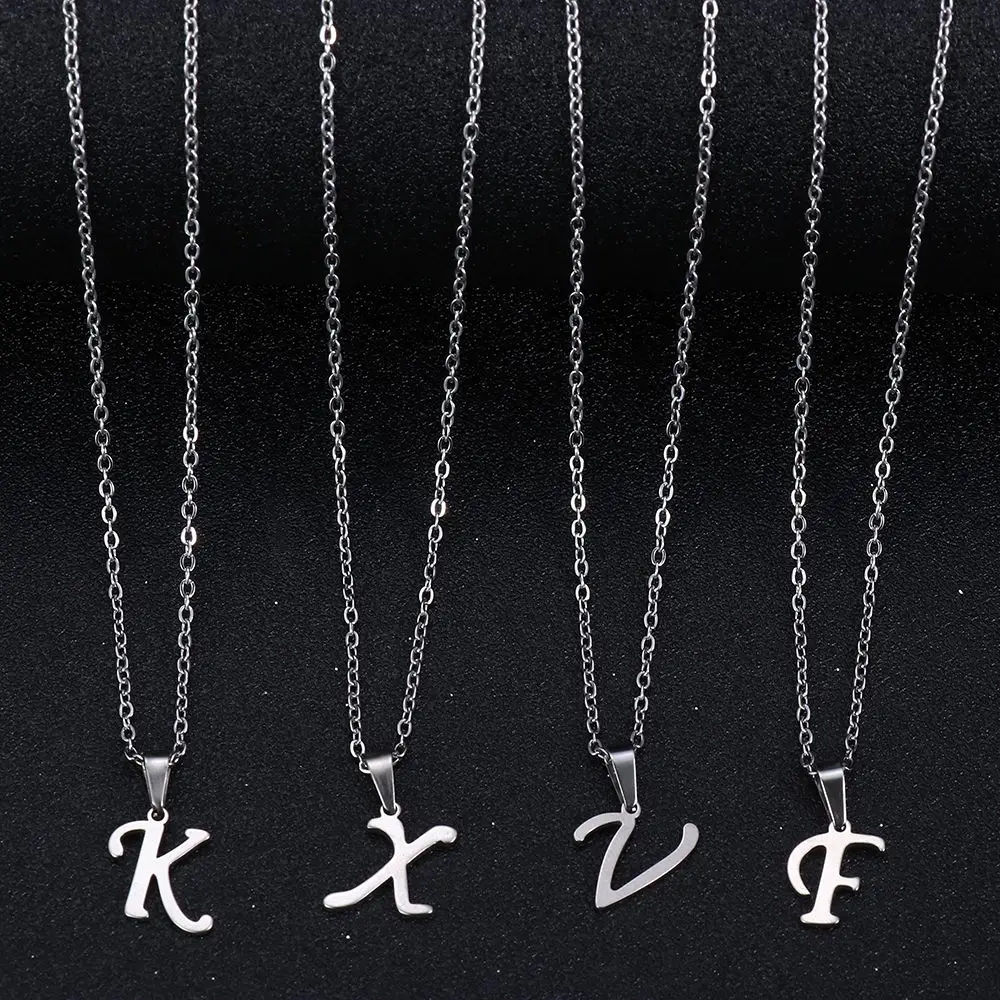 

Jewelry Women Cursive Bib Chain Minimalist Luxury Alphabet Pendant 26 Letters A To Z Alphabet Initial Necklace