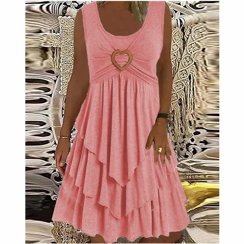 

Женское многослойное платье без рукавов, элегантное модное винтажное однотонное платье-корсет с высокой талией и оборками в форме сердца