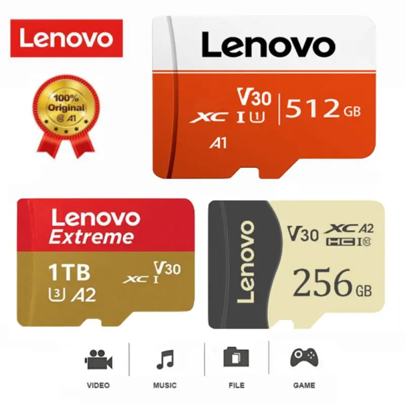 Lenovo V30 A2 U3 Memory Card C10 SDHC UHS-I Micro TF/SD Card 1TB 512GB 128GB Ultra SD Flash Card For UAV Tablets Camera Phone