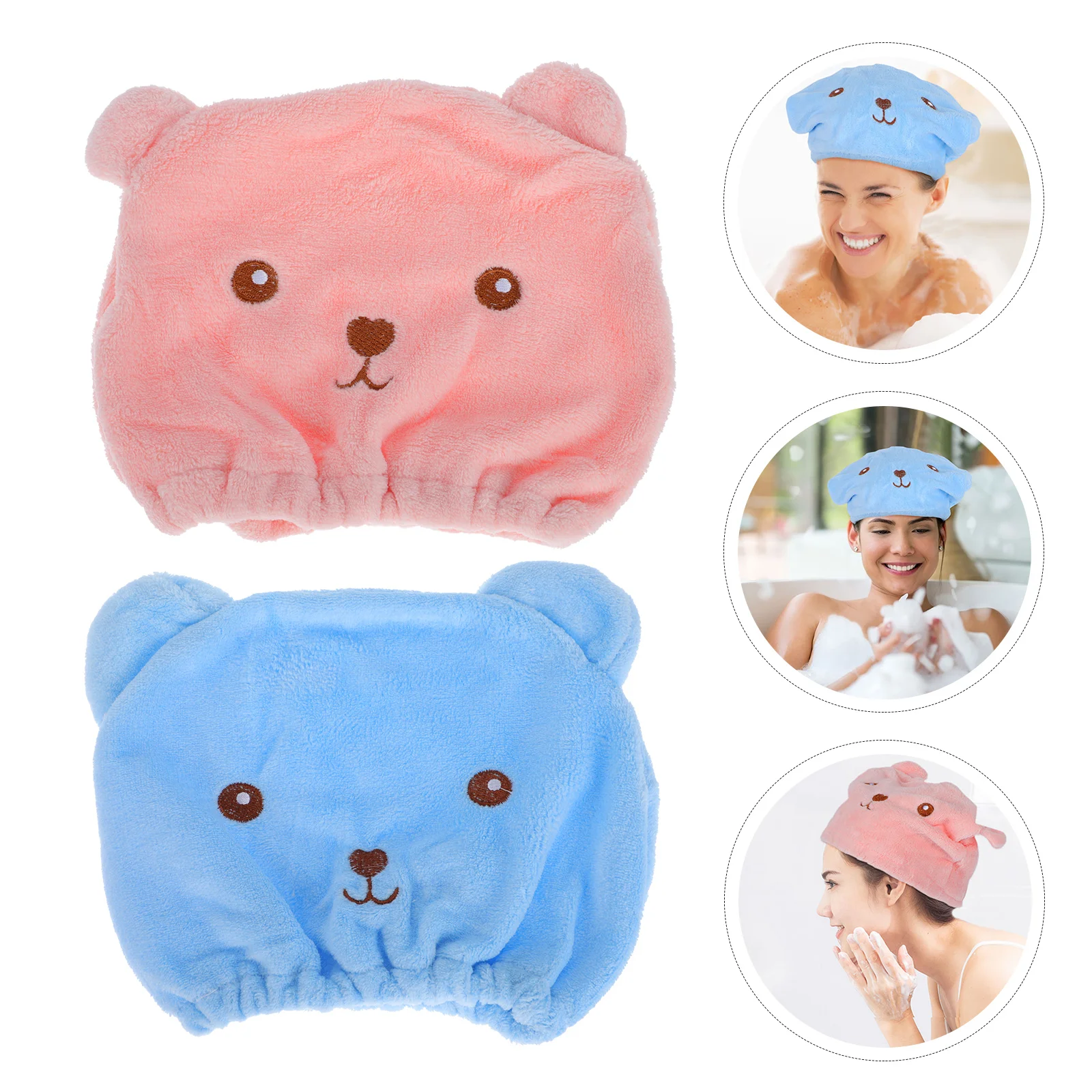 

2pcs Absorbent Hair Dry Wraps Hair Drying Towels Multifunctional Bath Caps