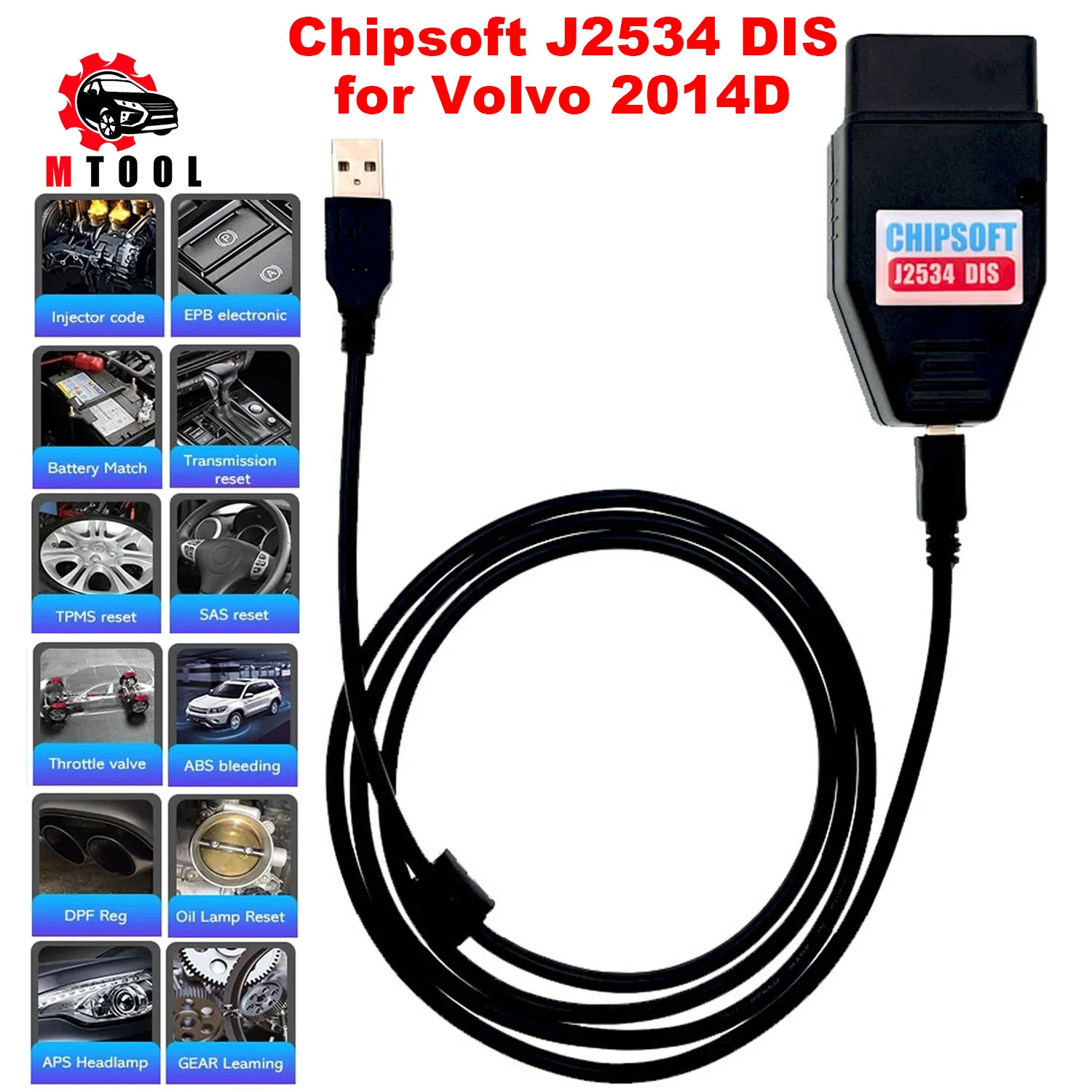 Chipsoft J2534 DIS KLine CAN BUS Adapter for Volvo 2014D Dice Full System Car Diagnostic tools USB OBD2 Scanner Active Test