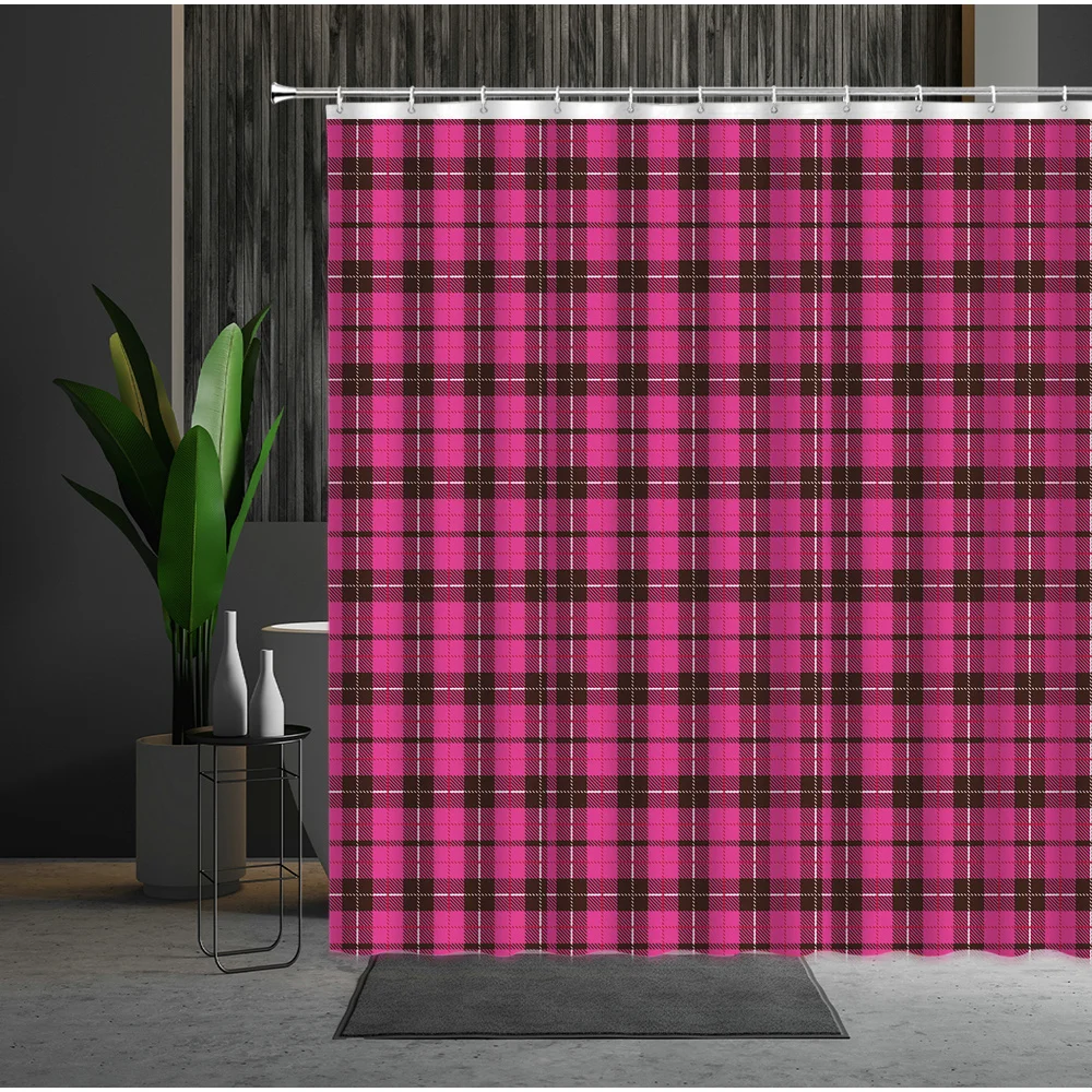 

Curtain Hooks Hotel Bathroom Decor Waterproof Screen Hanging Linen Stripes Shower Curtain Multiple Size Polyester Fabric