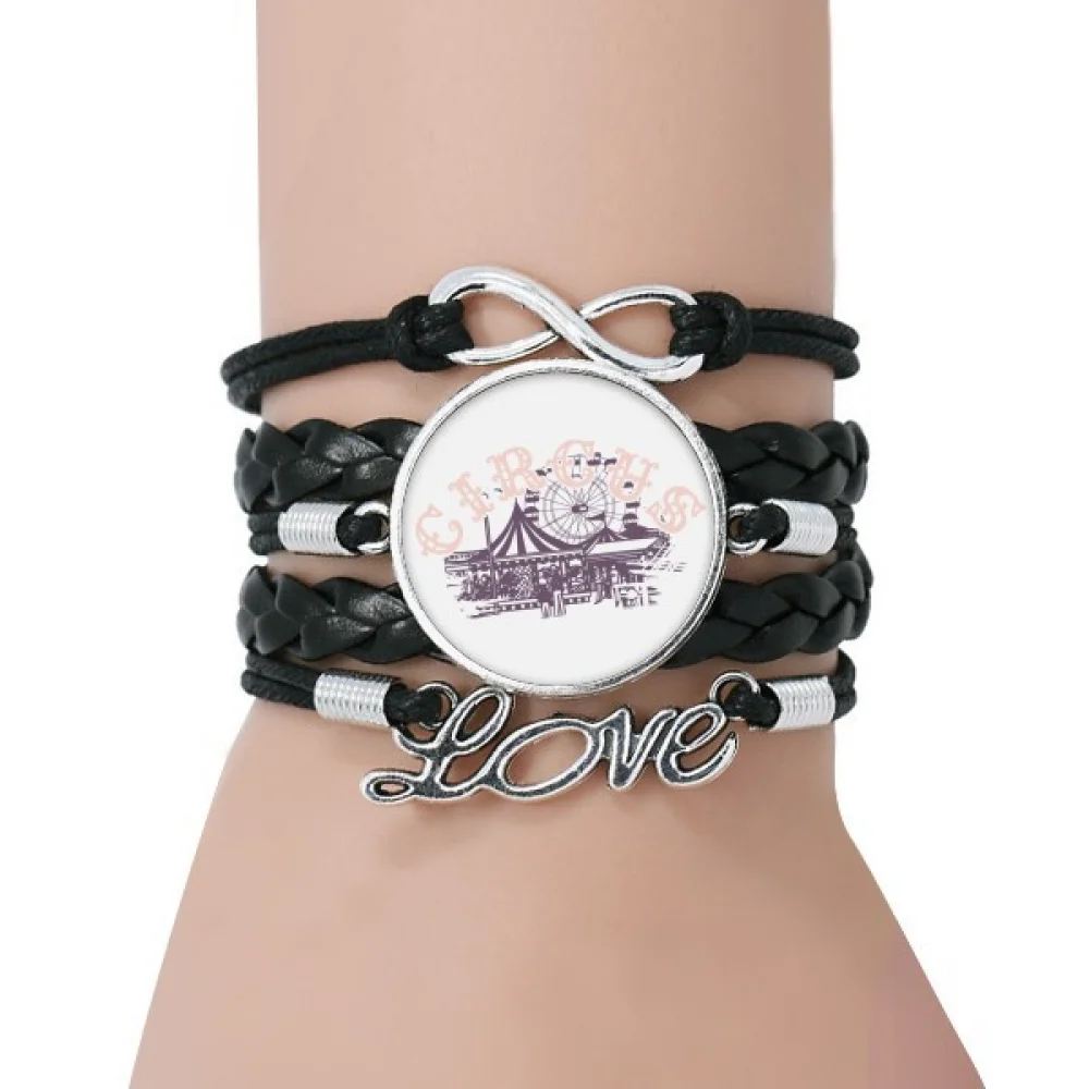

Circus Amusement Park Pattern Bracelet Love Accessory Twisted Leather Knitting Rope Wristband