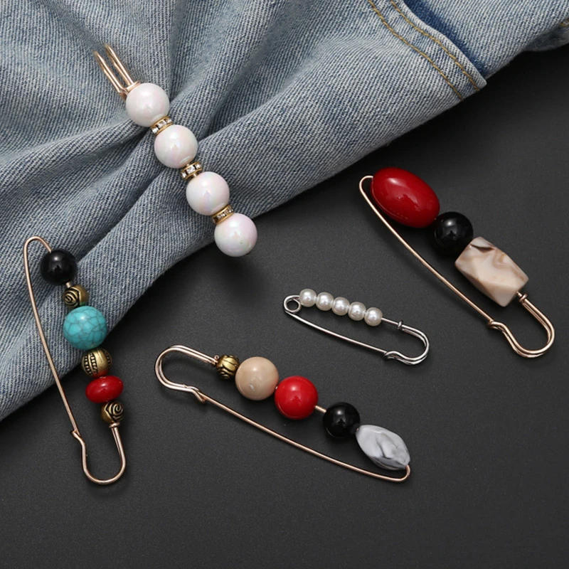 

Женские винтажные Броши с бусинами, булавки для одежды, зажим для пояса для свитера, платья, брюк, противоскользящая Пряжка, броши, затягивающие аксессуары