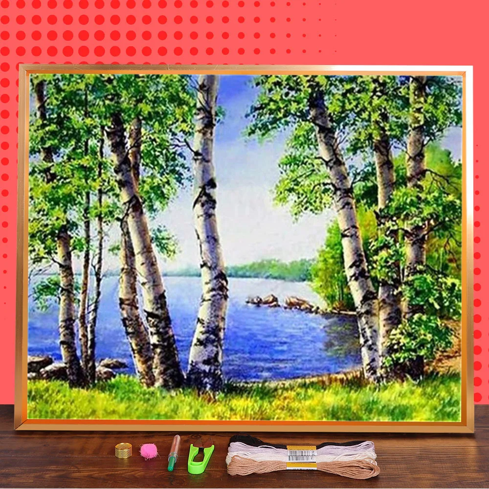 

Nature Landscape Pre-Printed 11CT Cross Stitch Patterns Embroidery DMC Threads Handicraft Hobby Handiwork Craft Different