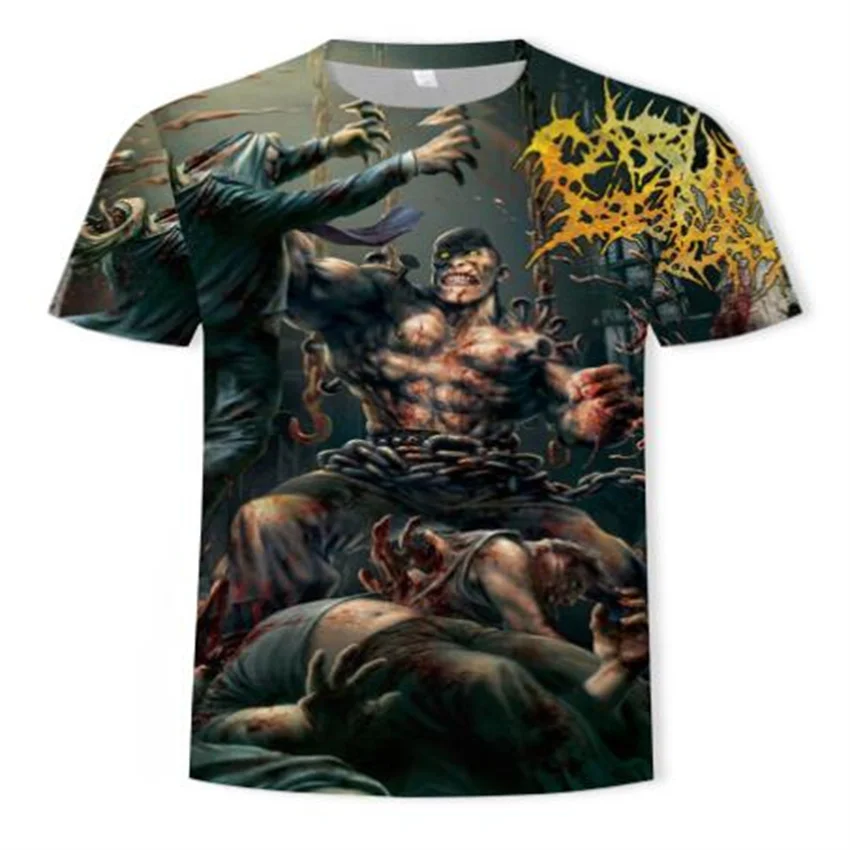 

Men's summer fashion Round collar short sleeve T-shirt 3D red Skull and Crossbones digital printed casual pullover T-shirt