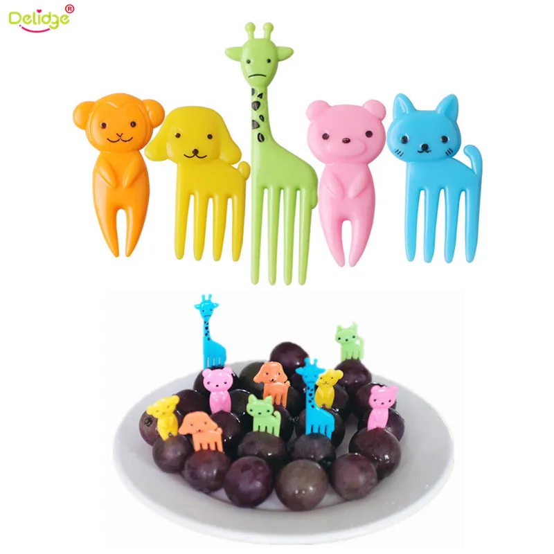 

10Pcs Plastic Animal Fruits Fork Mini Fruit Toothpick Animal Farm Cartoon Fruit Fork Bento Lunch For Children