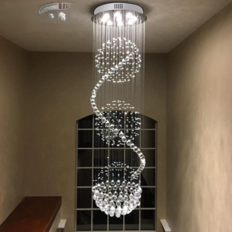 

Простая хрустальная лампа, дуплексная Люстра для лестницы, Подвесная лампа для гостиной, вращающаяся длинная люстра, дуплексная Люстра для ...