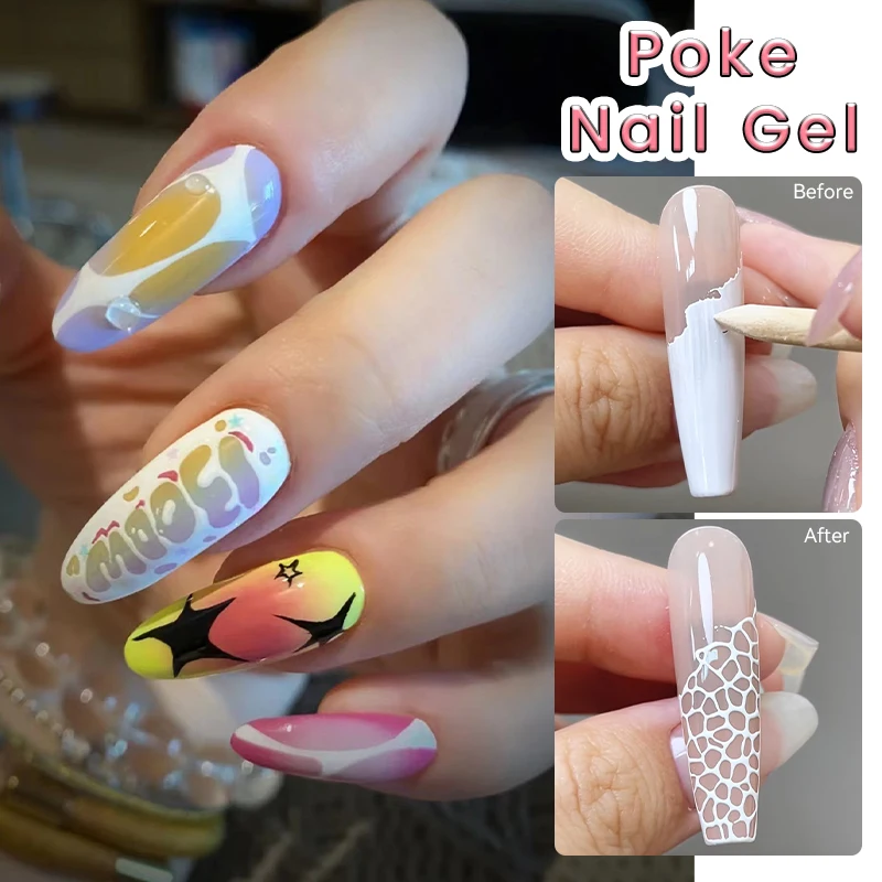 LILYCUTE 8 мл Белый Черный Nail Poke Клей для дизайна ногтей Пузырьковый узор океанской волны Полая живопись Художественный гель Скульптурный замачиваемый лак (art.: 3920d341b511b) - 3920d341b511b