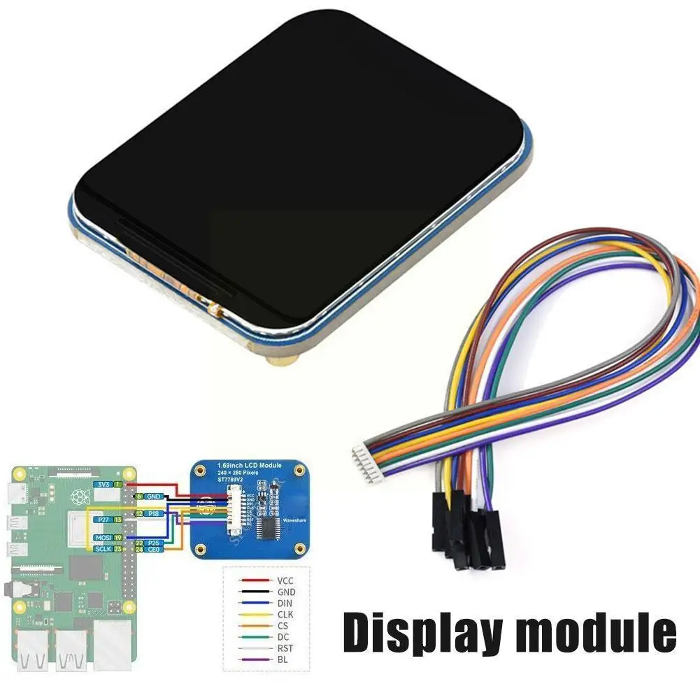 

1.69inch LCD Display Module SPI 240×280 Resolution IPS 262K Colors for Arduino / STM32 / Raspberry Pi E5K7