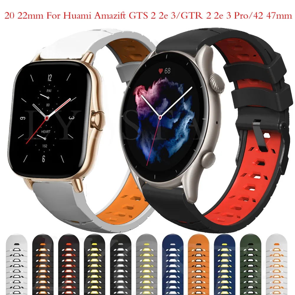 

Ремешок силиконовый для Xiaomi Amazfit GTS 2/2e Mini/GTR 3 Pro 42/47 мм/GTR2/Stratos2, 22 мм