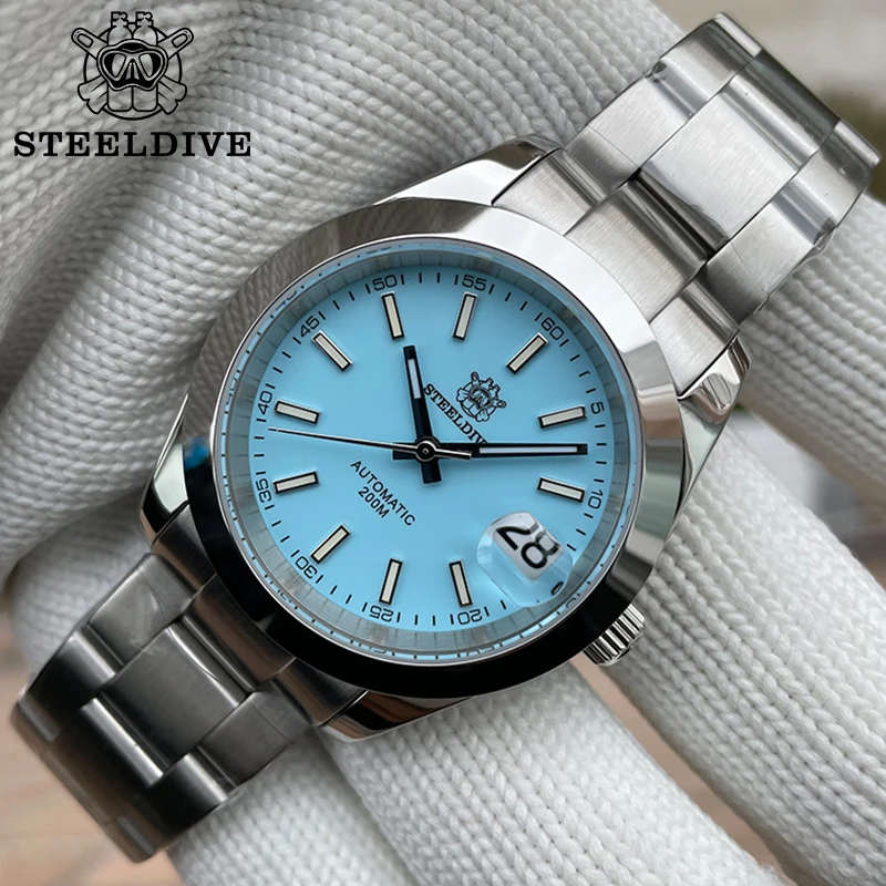 

Steeldive Luxury Automatic Watches Oyster Water Ghost Diver Watch Man Blue Dial 20Bar Waterproof BGW9 Luminous Mechanical Watch