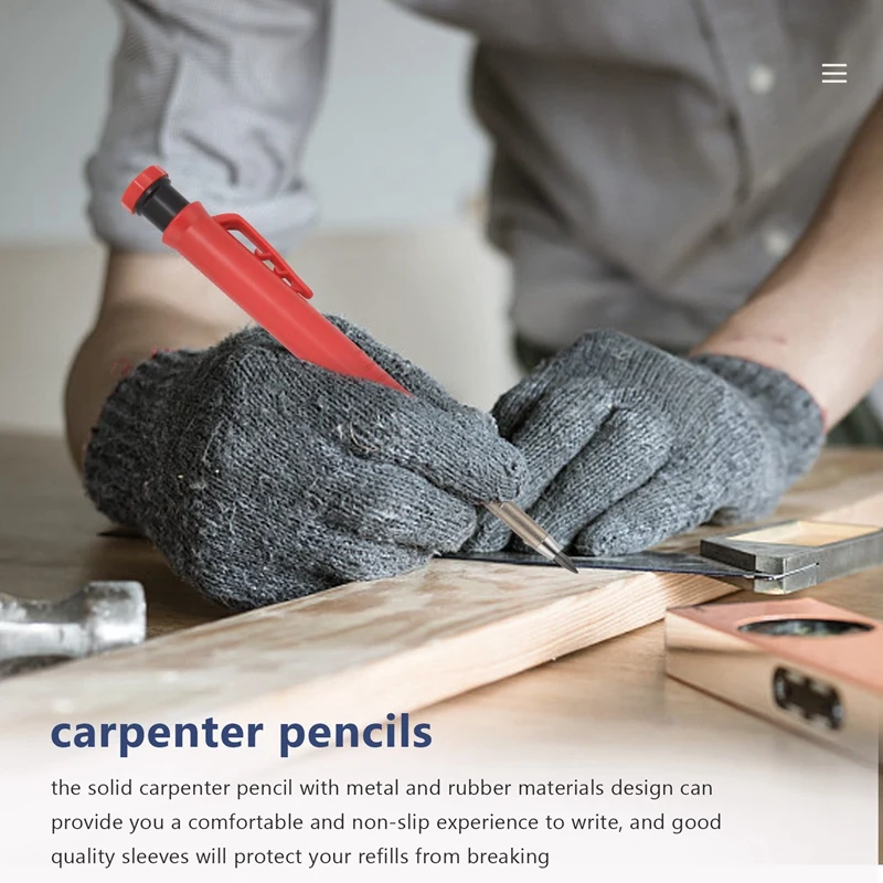 

Solid Carpenter Pencil With Sharpener Mechanical Pencils For Wood Flooring Marker Carpenters Drawing Scriber Woodworking
