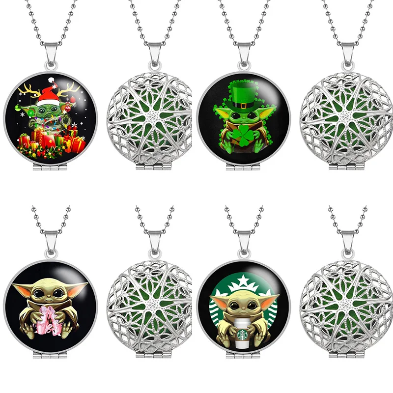 

Disney Star Wars Baby Yoda Aroma Diffuser Necklace Aromatherapy Stainless steel Perfume Essential Oil Locket Necklace A1840