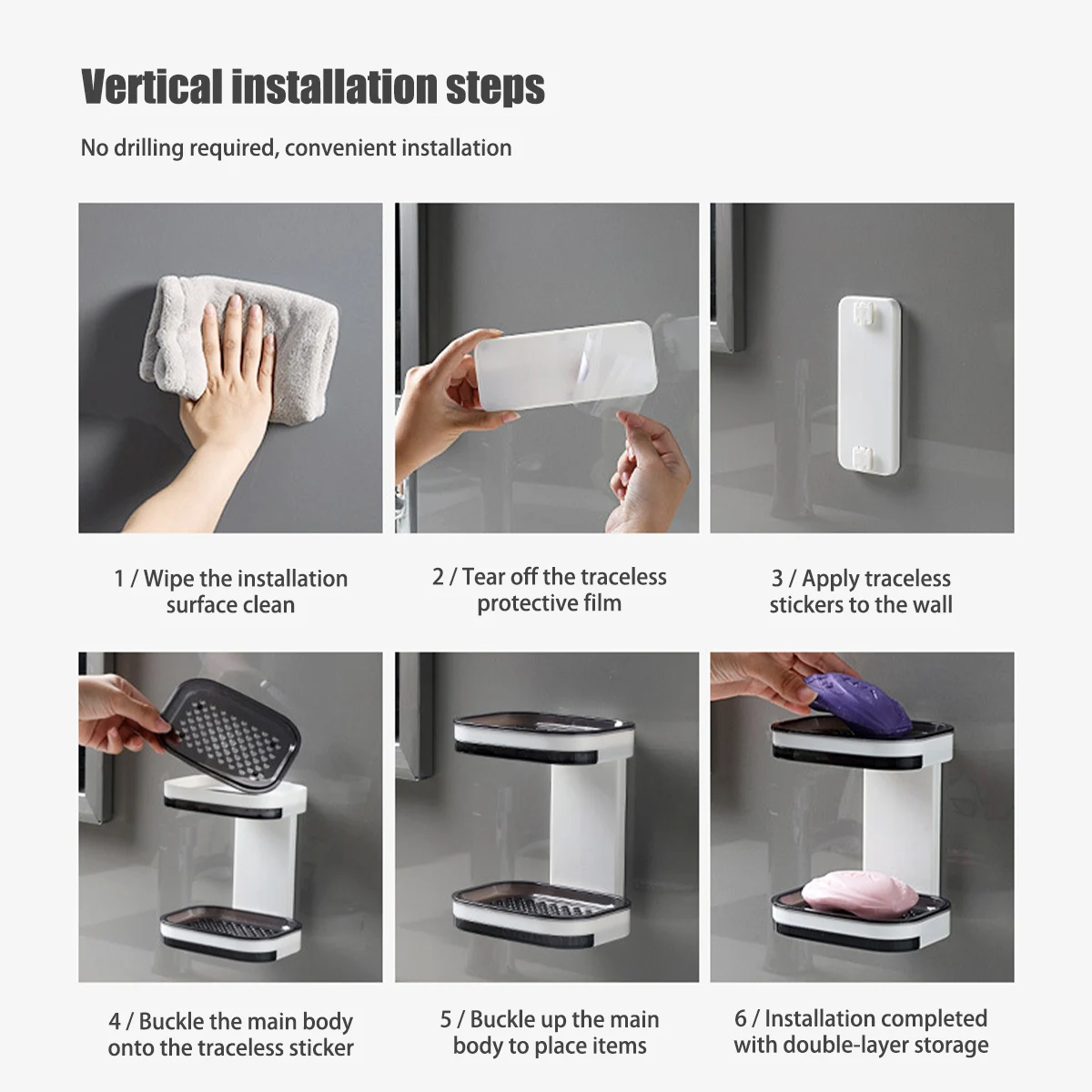 Настенная двухслойная мыльница держатель для слива ящика без перфоратора ящик