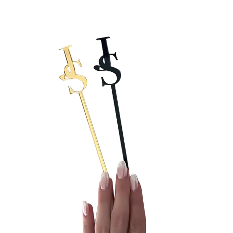 Индивидуальные мешалки для коктейлей персонализированные с буквами свадебные