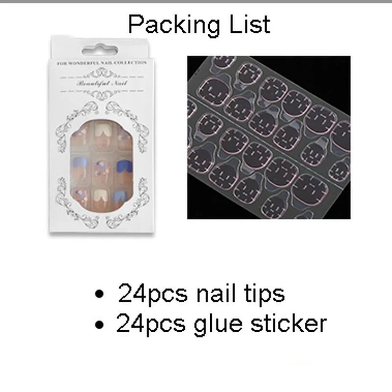 24 шт. Набор накладных ногтей для дизайна |