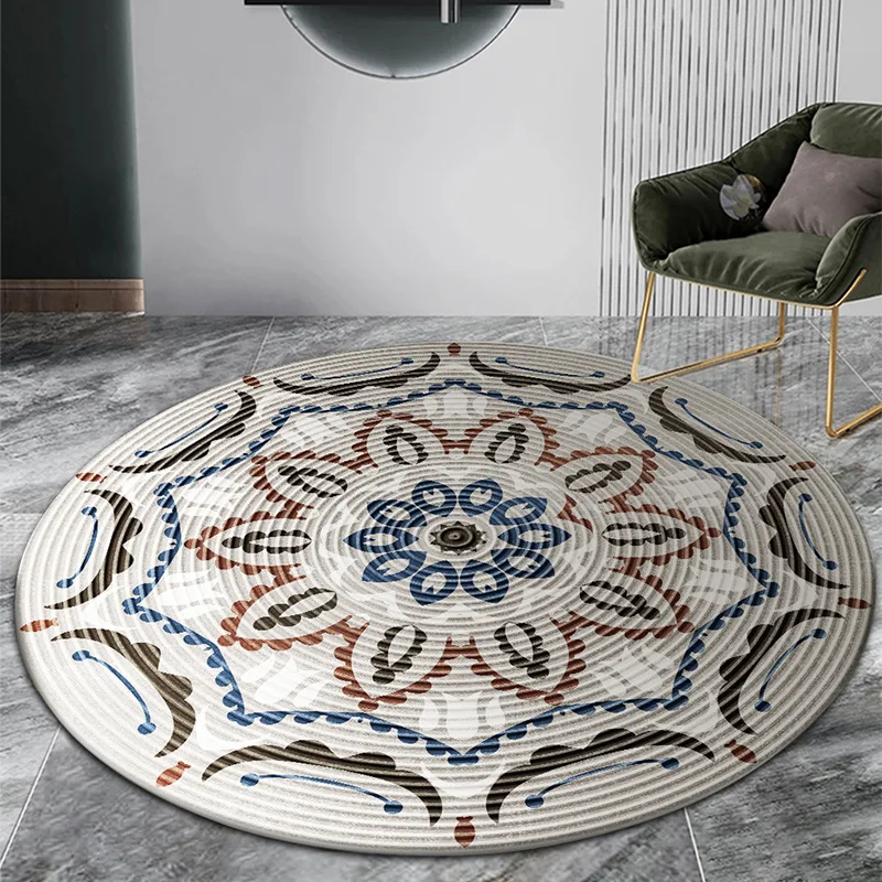 

Islamic Style Circular Entrance Door Floor Mat Bathroom Carpet Retro Ethnic Style Anti-slip Sofa Table Kitchen Rug Home Decor