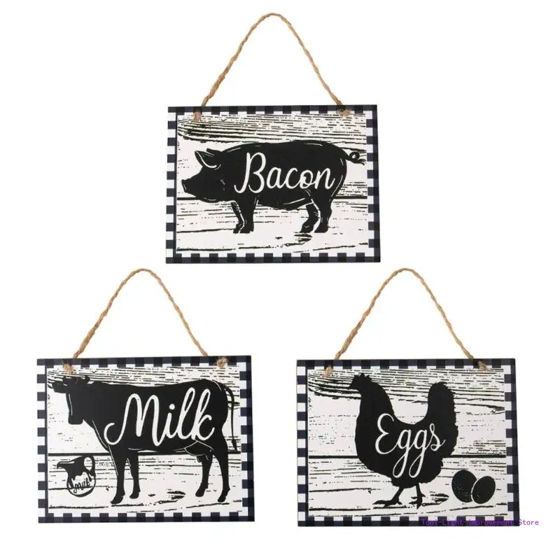 

1Set Farmhouse Wood Animal Sign Holiday Decorative Pendant Household for Home Festival Wedding Birthday Decoration