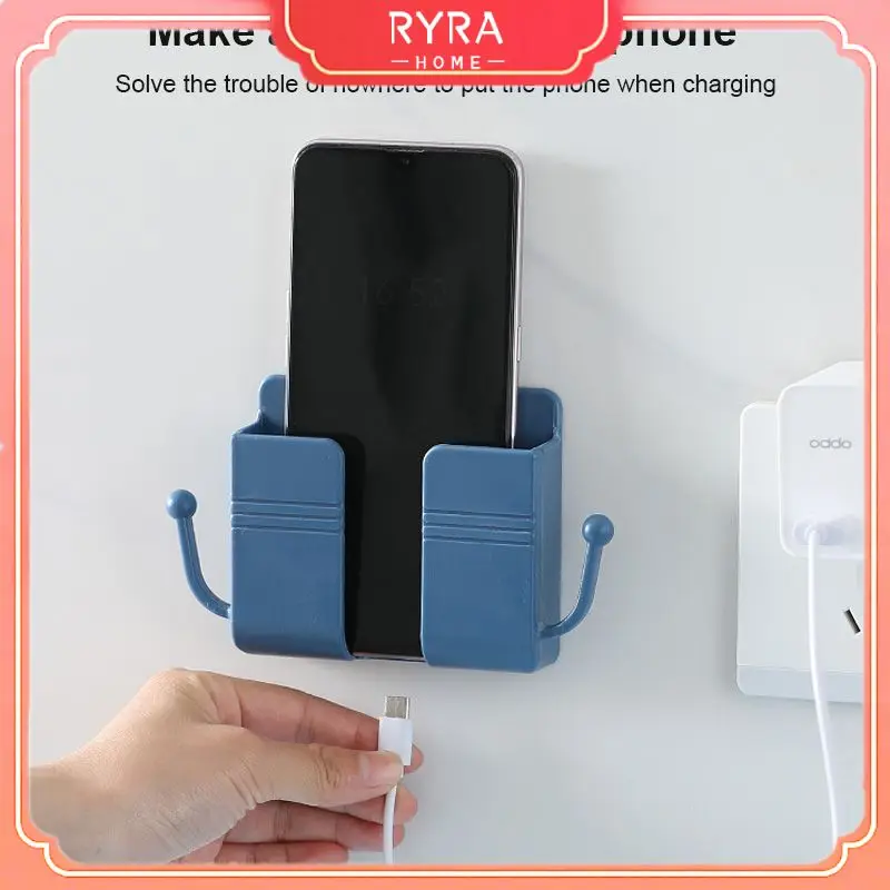 

Wall Mounted Organizer Storage Box Remote Control Mount Mobile Phone Plug Wall Holder Charging Multifunct Holder Stand With Hook