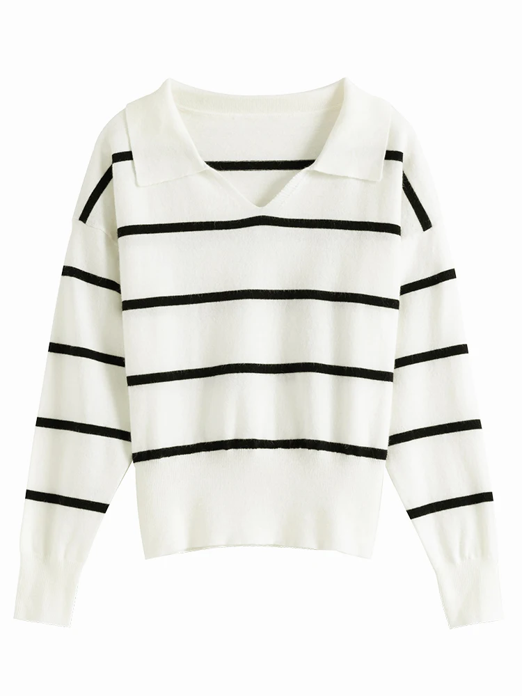 Свитер FSLE Женские французские ретро-топы в полоску свободные блузки женский