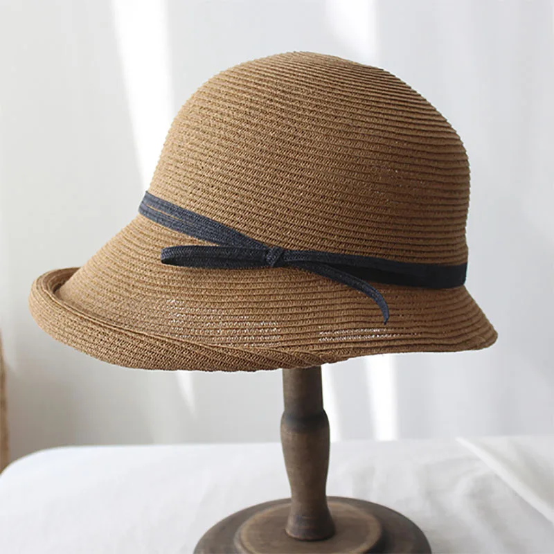 

Шляпа женская Соломенная с широкими полями, модная Панама в Корейском стиле, элегантная пляжная шляпа в стиле «рыбака», со складками, в форм...