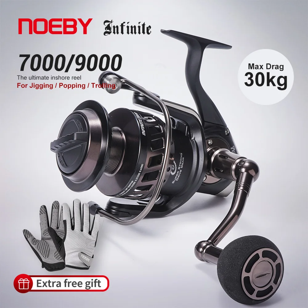 NOEBY Infinite Trolling Fishing Reel Max Drag 30kg 4.1:1 Full Metal Jigging Popping Saltwater Big Game Spinning Fishing Reels