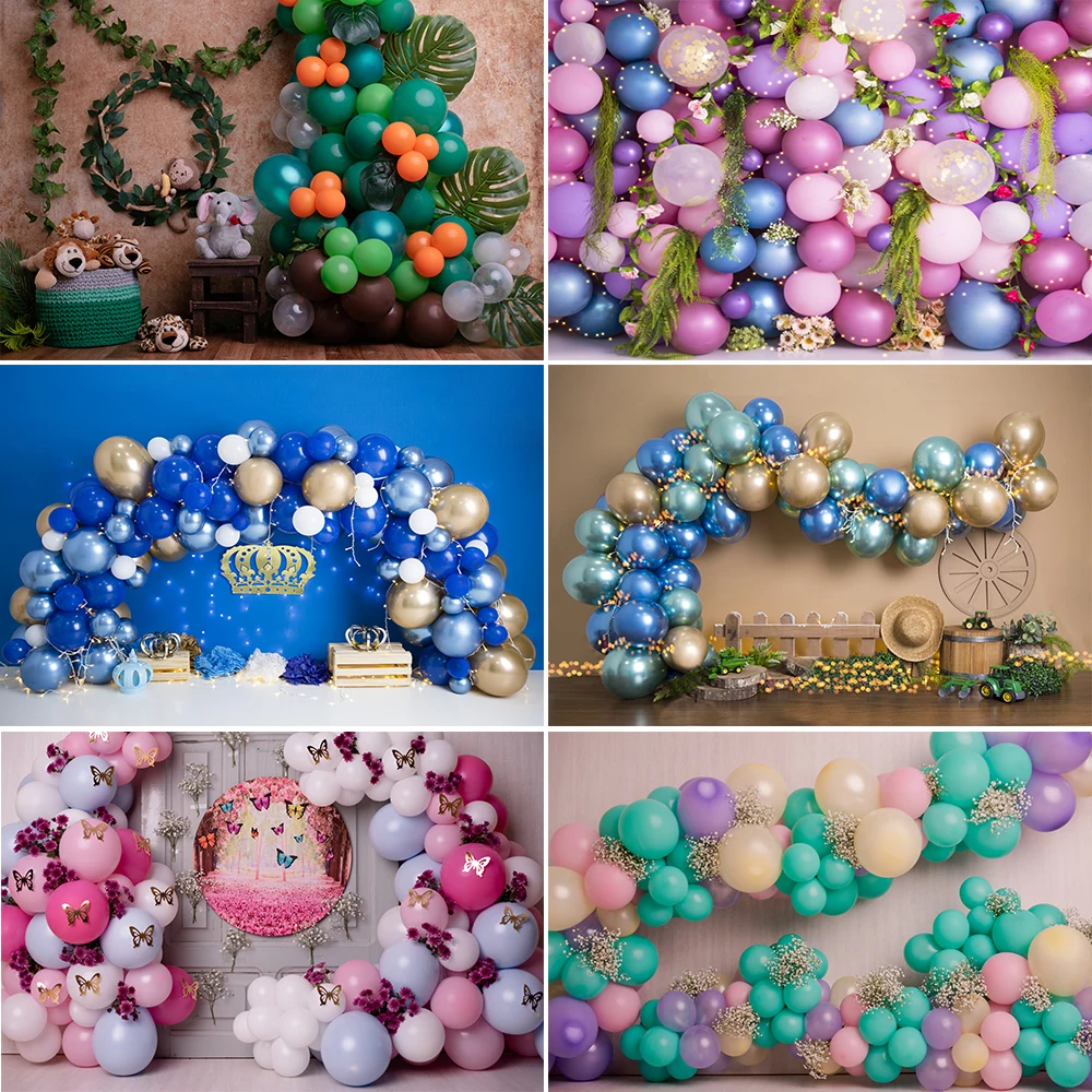

Bonvvie Photography Background Colorful Balloons Bears 1st Birthday Party Cake Smash Decoration Backdrop Photo Studio