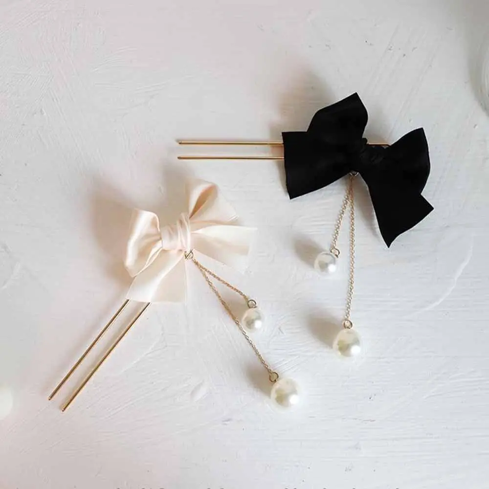 

U Shape pearl bow knot Hair Clips Grips Simple alloy Hair Forks Styling Tool Hairpins New Magic Bending Hairwear