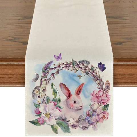Популярная льняная Пасхальная скатерть с принтом в виде яйца кролика, кухонная скатерть с флагом, скатерть для стола, украшение для стола и аксессуары