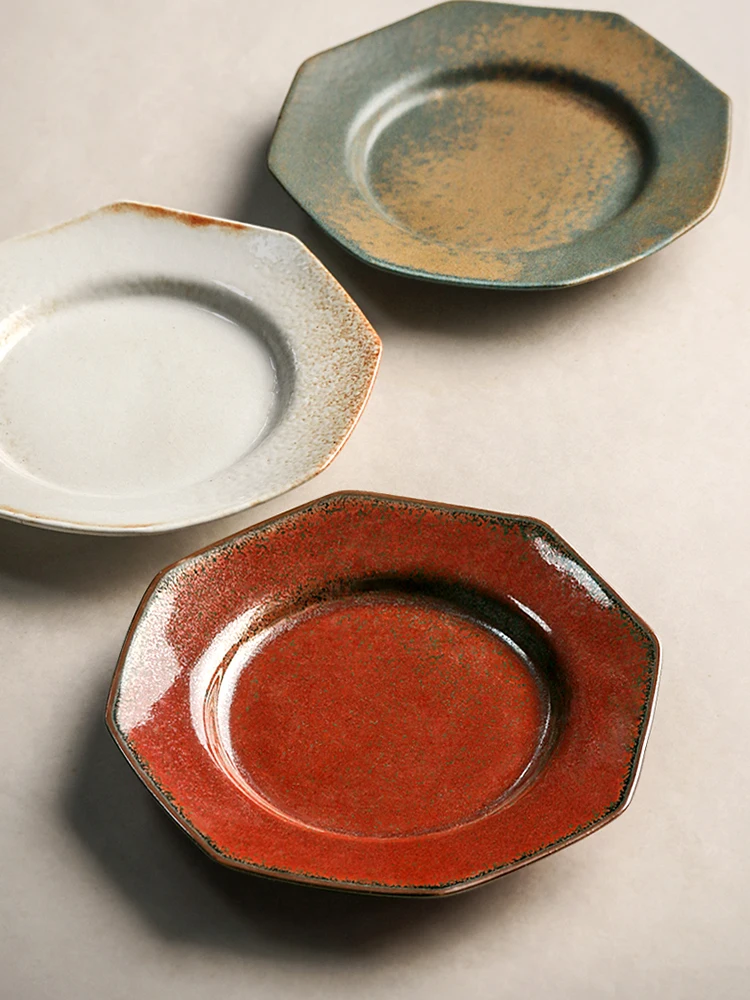 Керамическая обеденная тарелка ручной работы креативная многосторонняя для